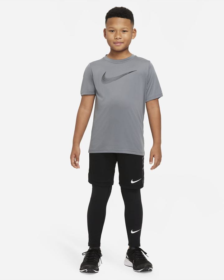 Leggins Nike Pro Dri-FIT Kids Niño Negras Blancas | LBCSH-1293
