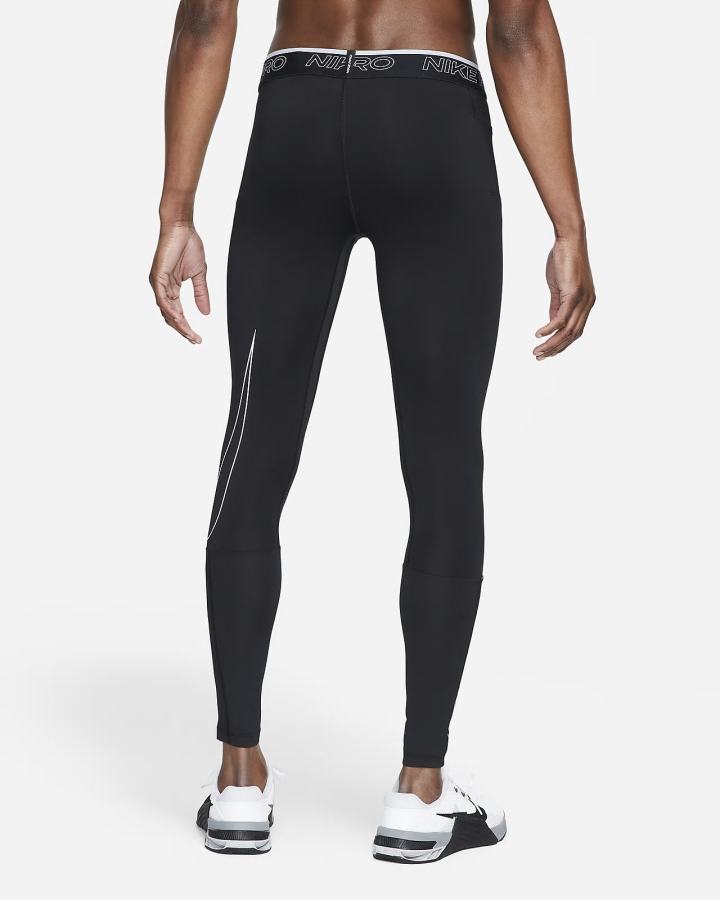 Leggins Nike Pro Dri-FIT Training Hombre Negras Blancas | MPOVG-0869
