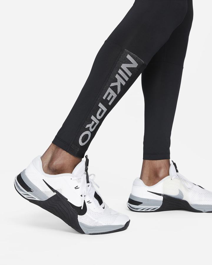 Leggins Nike Pro Dri-FIT Training Hombre Negras Blancas | MPOVG-0869