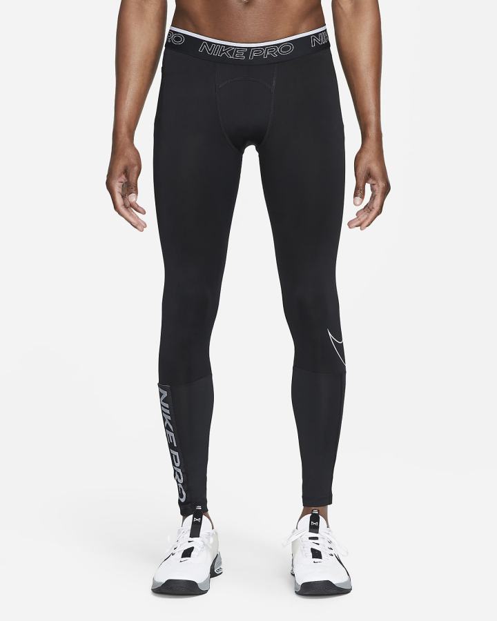 Leggins Nike Pro Dri-FIT Training Hombre Negras Blancas | MPOVG-0869