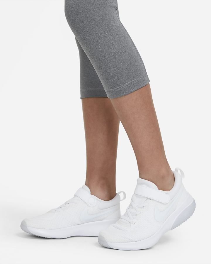 Leggins Nike Pro Kids Capri Niña Gris Oscuro Blancas | IHFPY-8951
