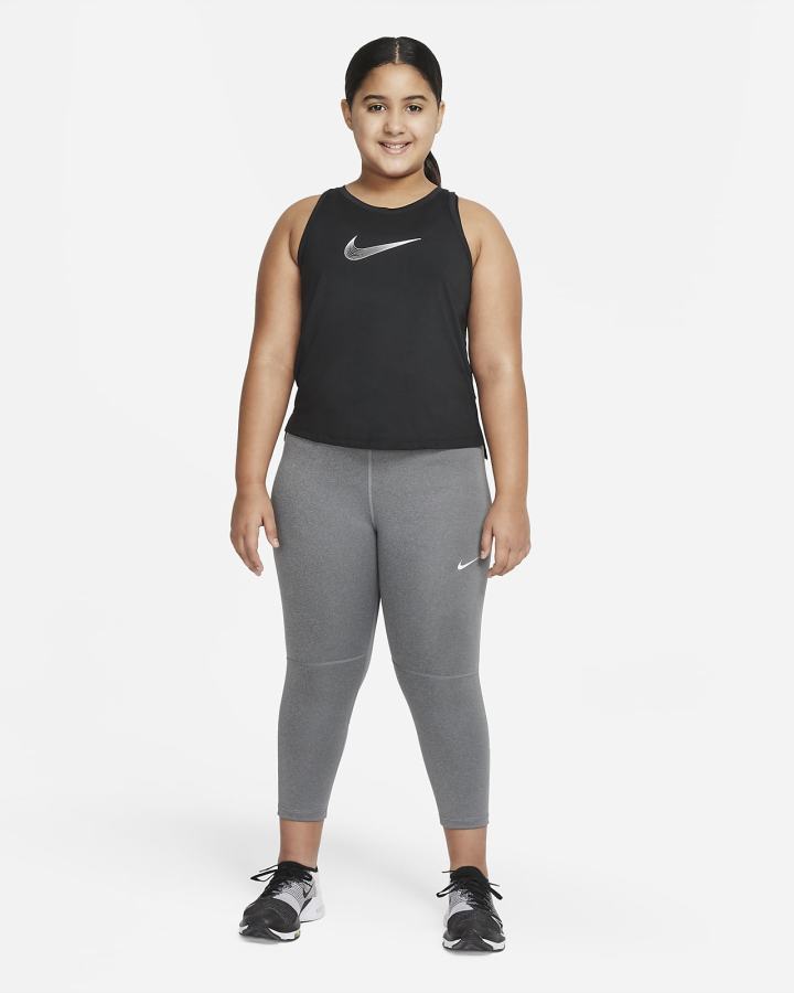 Leggins Nike Pro Kids Capri Niña Gris Oscuro Blancas | NQKID-9056