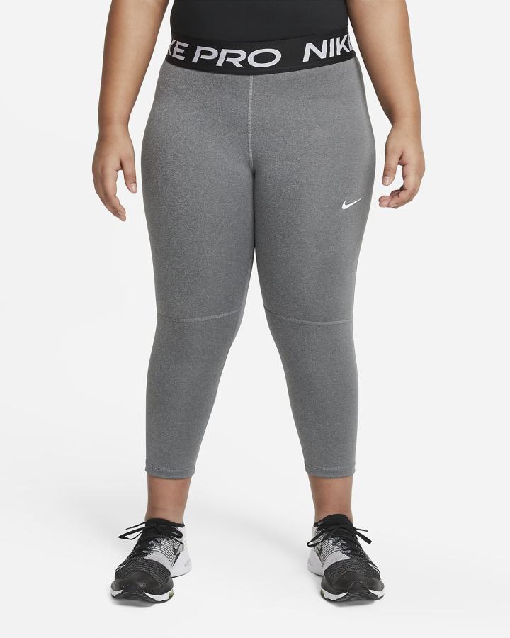 Leggins Nike Pro Kids Capri Niña Gris Oscuro Blancas | NQKID-9056