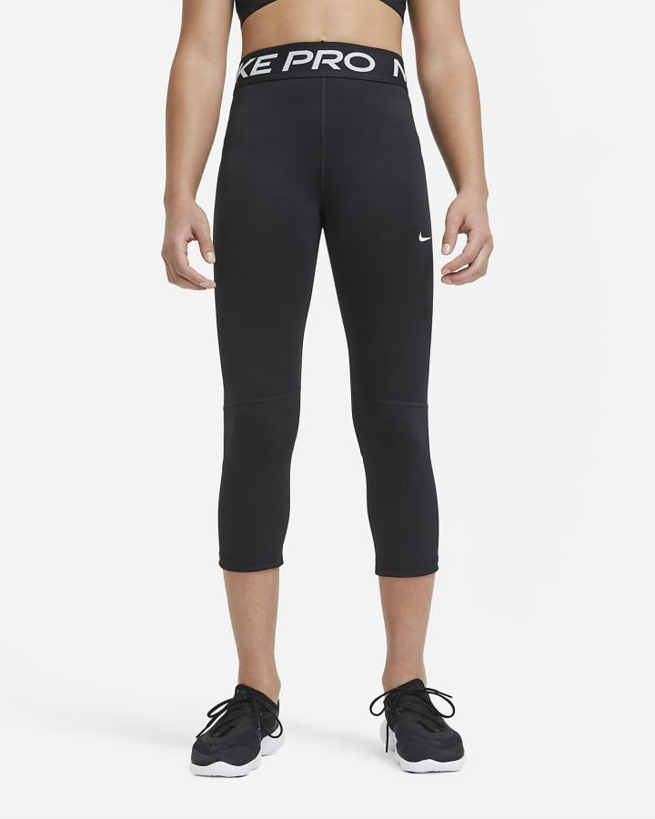 Leggins Nike Pro Kids Capri Niña Negras Blancas | TFLCE-6357