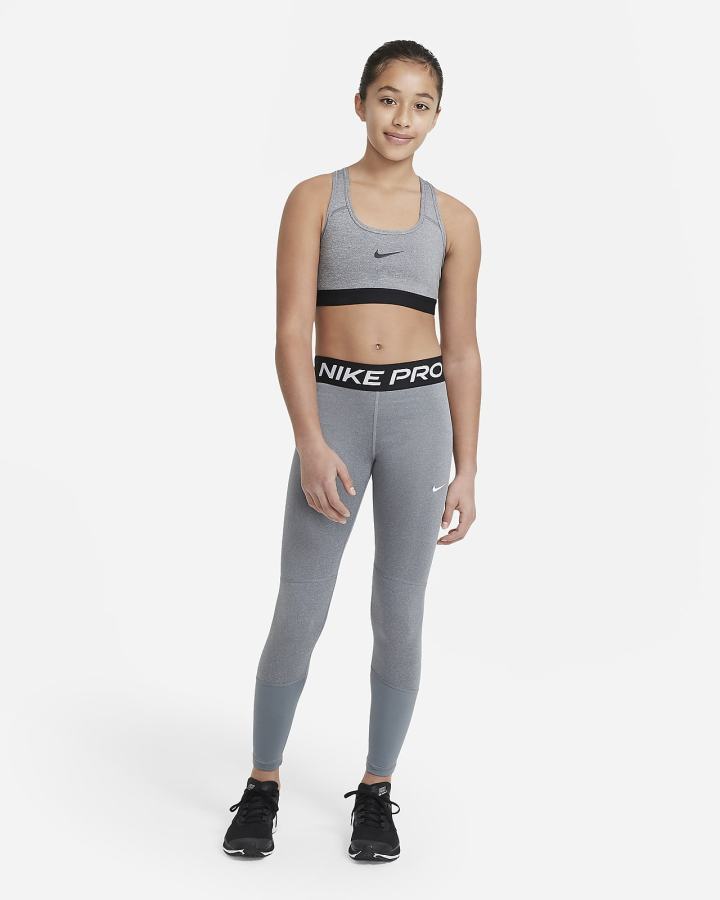 Leggins Nike Pro Kids Niña Gris Oscuro Blancas | VMYWX-0683