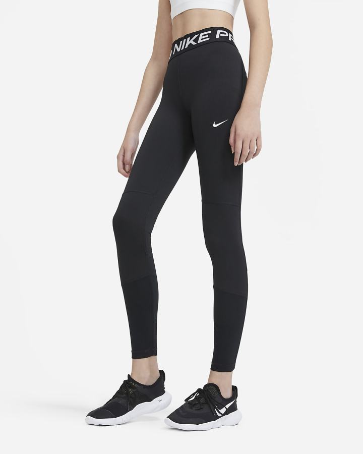 Leggins Nike Pro Kids Niña Negras Blancas | KGVRH-9342