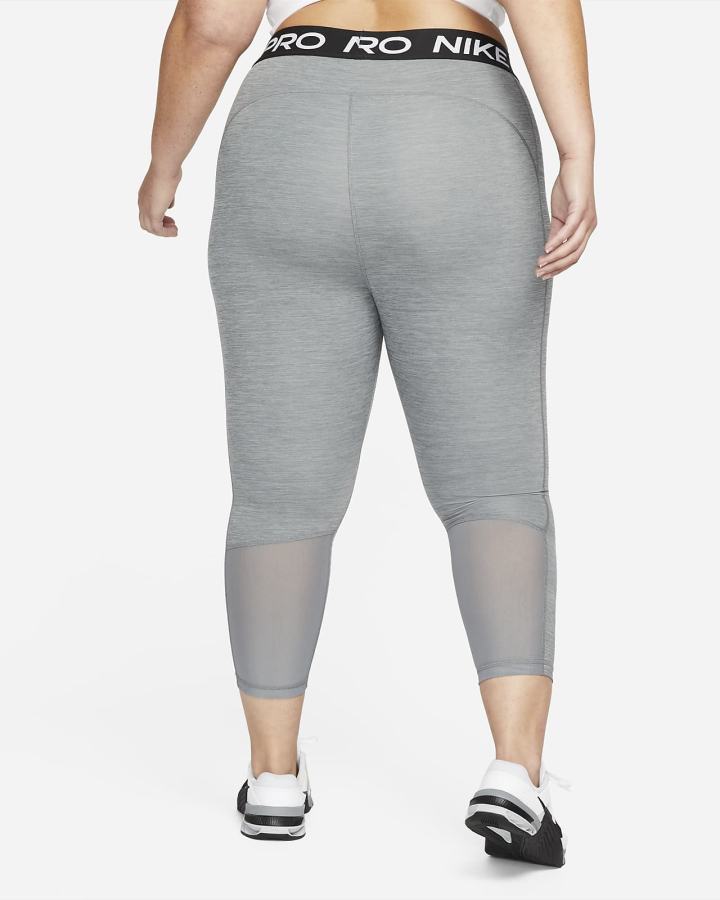 Leggins Nike Pro Mid-Rise Crop (Plus Size) Mujer Gris Negras | BFTDK-5386