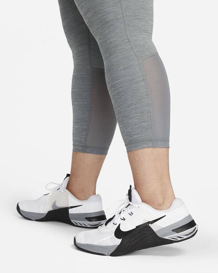 Leggins Nike Pro Mid-Rise Crop (Plus Size) Mujer Gris Negras | BFTDK-5386