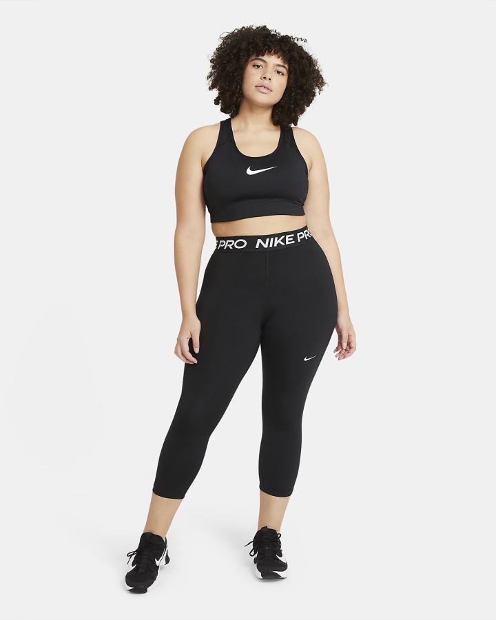 Leggins Nike Pro Mid-Rise Crop (Plus Size) Mujer Blancas Negras | CGTQV-5907