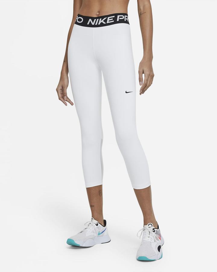 Leggins Nike Pro Mid-Rise Crop (Plus Size) Mujer Blancas Negras | CGTQV-5907