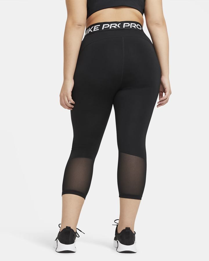 Leggins Nike Pro Mid-Rise Crop (Plus Size) Mujer Negras Blancas | HDLXV-1093