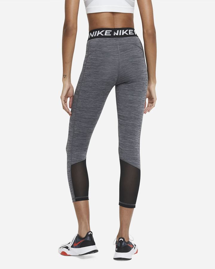 Leggins Nike Pro Mid-Rise Crop (Plus Size) Mujer Negras Blancas | HVICZ-0236