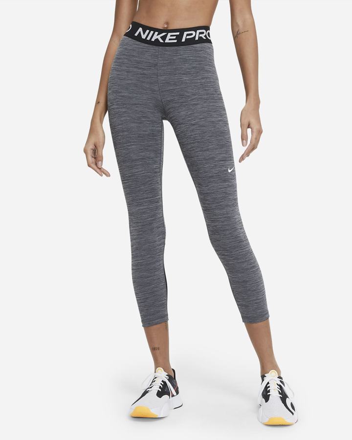 Leggins Nike Pro Mid-Rise Crop (Plus Size) Mujer Negras Blancas | HVICZ-0236