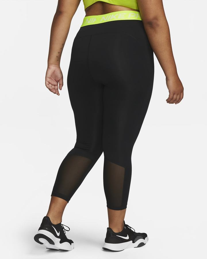 Leggins Nike Pro Mid-Rise Crop (Plus Size) Mujer Negras Blancas | UTDBH-9620
