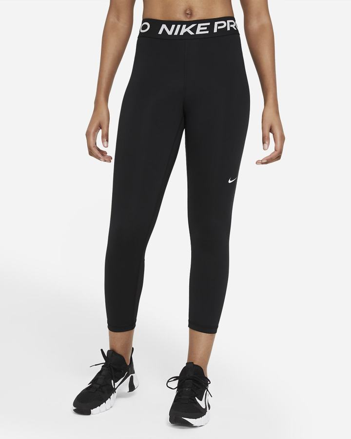 Leggins Nike Pro Mid-Rise Crop (Plus Size) Mujer Negras Blancas | YSOJK-1296