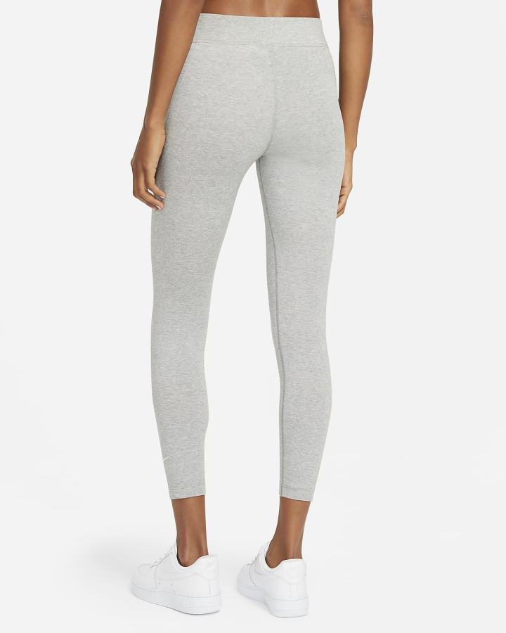 Leggins Nike Sportswear Essential 7/8 Mid-Rise Mujer Gris Oscuro Blancas | YUWZG-9728