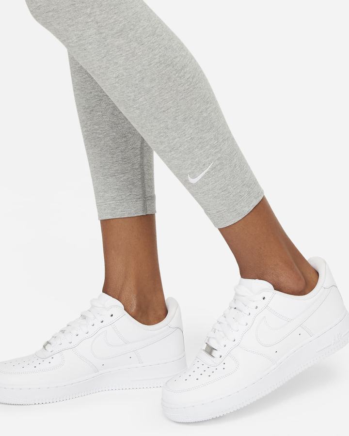 Leggins Nike Sportswear Essential 7/8 Mid-Rise Mujer Gris Oscuro Blancas | YUWZG-9728