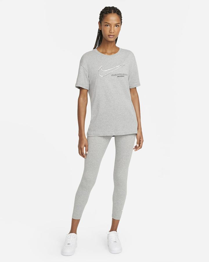 Leggins Nike Sportswear Essential 7/8 Mid-Rise Mujer Gris Oscuro Blancas | YUWZG-9728