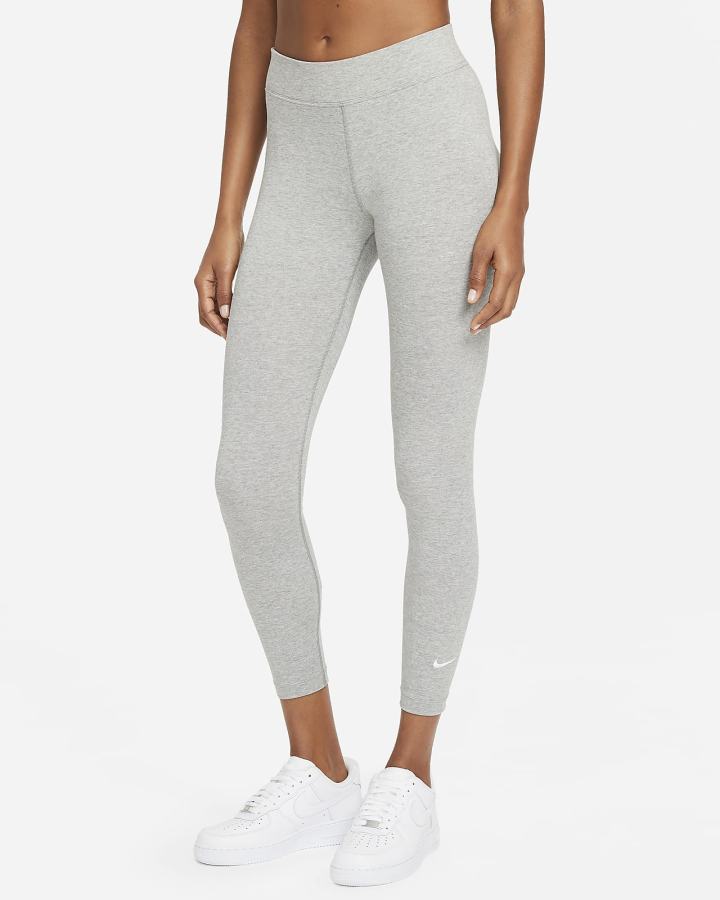 Leggins Nike Sportswear Essential 7/8 Mid-Rise Mujer Gris Oscuro Blancas | YUWZG-9728