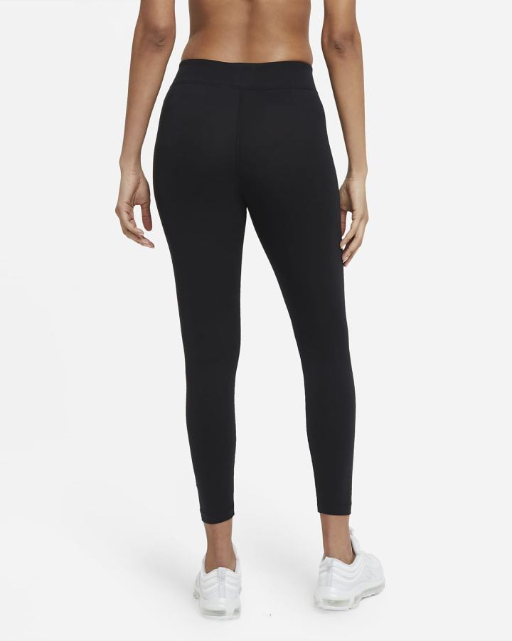 Leggins Nike Sportswear Essential 7/8 Mid-Rise Mujer Negras Blancas | ZJNQM-0954