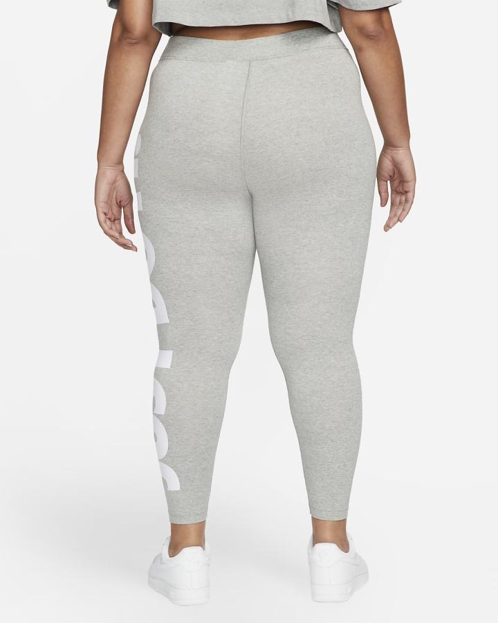 Leggins Nike Sportswear Essential High-Waisted Estampadas (Plus Size) Mujer Gris Oscuro Blancas | KLJMQ-5378