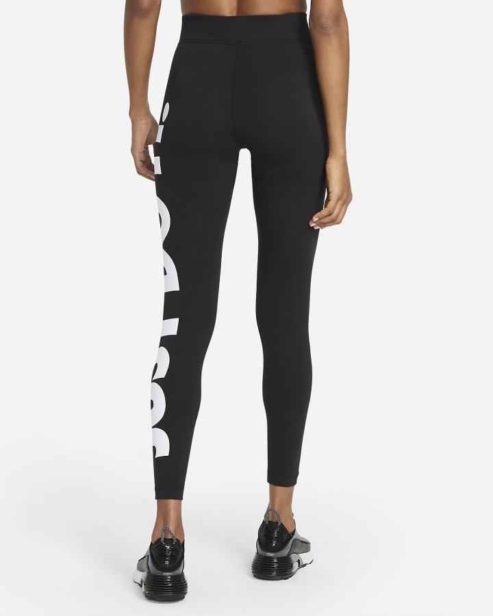 Leggins Nike Sportswear Essential High-Waisted Estampadas (Plus Size) Mujer Negras Blancas | OMBWE-8539
