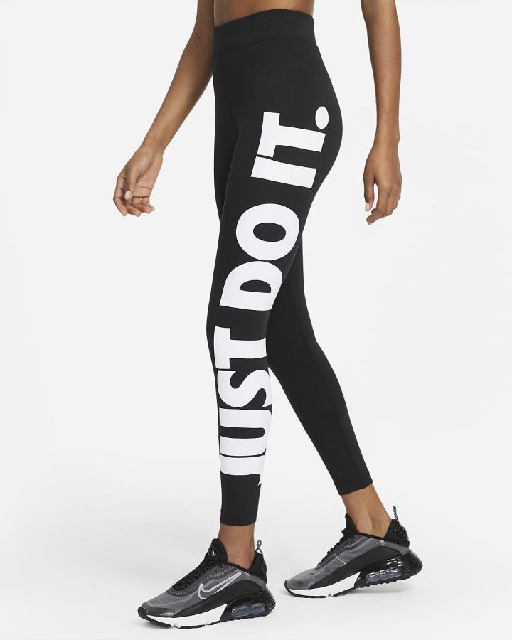 Leggins Nike Sportswear Essential High-Waisted Estampadas (Plus Size) Mujer Negras Blancas | OMBWE-8539