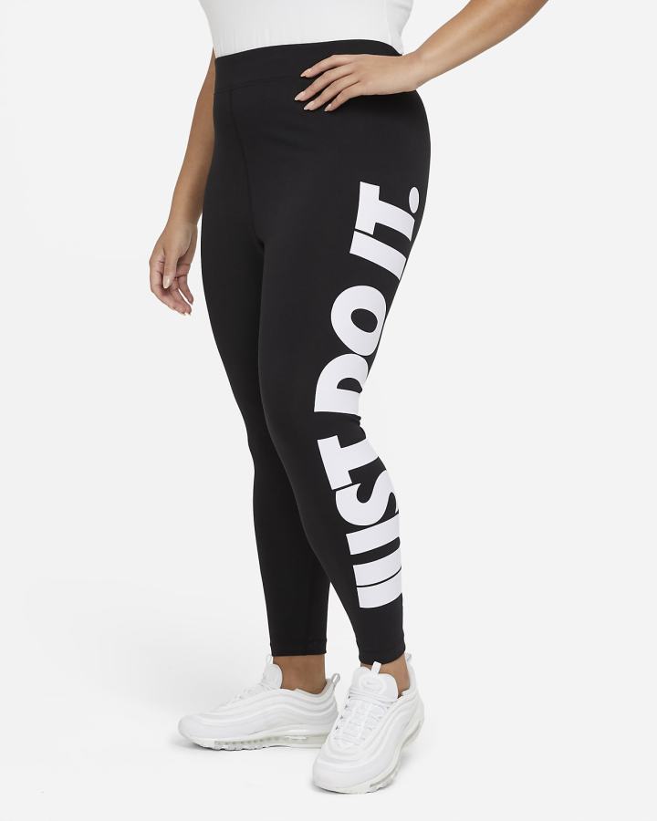 Leggins Nike Sportswear Essential High-Waisted Estampadas (Plus Size) Mujer Negras Blancas | OMBWE-8539