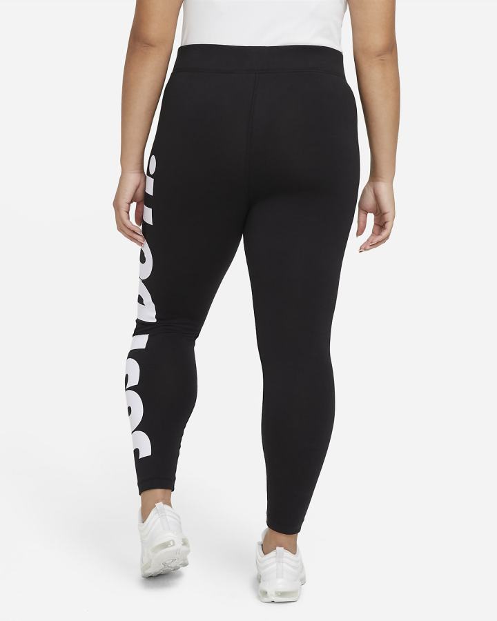 Leggins Nike Sportswear Essential High-Waisted Estampadas (Plus Size) Mujer Negras Blancas | TXBGZ-0851