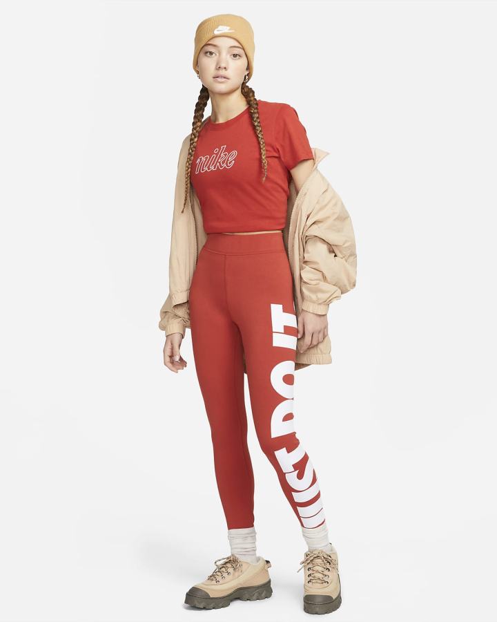Leggins Nike Sportswear Essential High-Waisted Estampadas (Plus Size) Mujer Blancas | YGLMX-4372