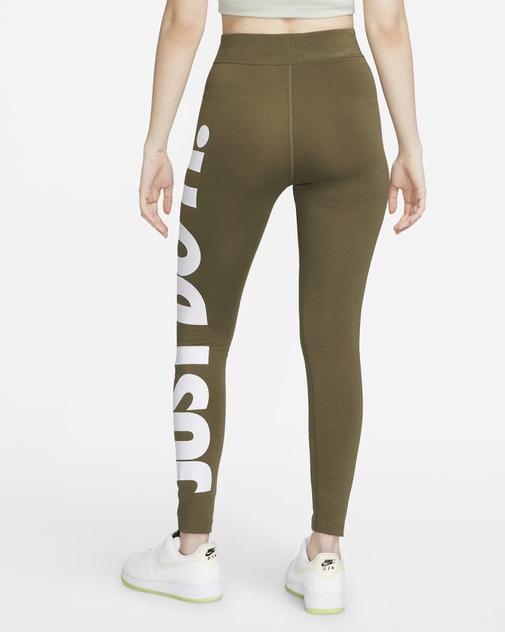 Leggins Nike Sportswear Essential High-Waisted Estampadas (Plus Size) Mujer Verde Oliva Blancas | ZDLCK-8042