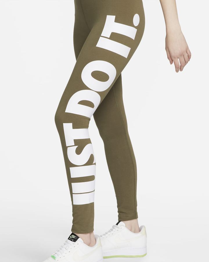 Leggins Nike Sportswear Essential High-Waisted Estampadas (Plus Size) Mujer Verde Oliva Blancas | ZDLCK-8042