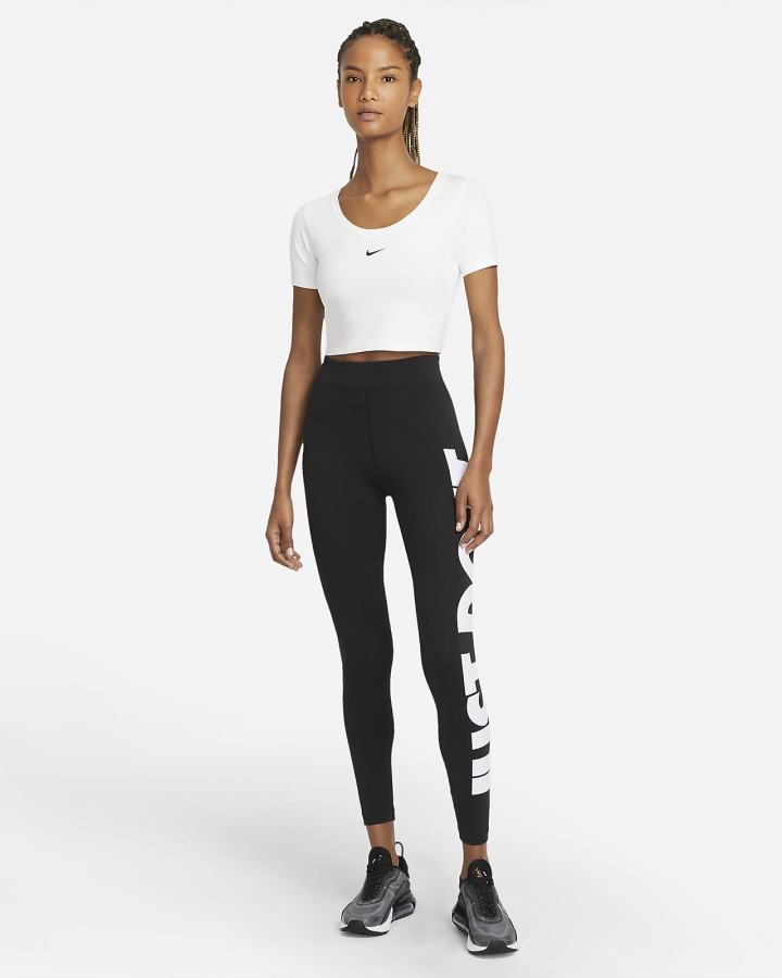 Leggins Nike Sportswear Essential High-Waisted Estampadas (Plus Size) Mujer Verde Oliva Blancas | ZDLCK-8042