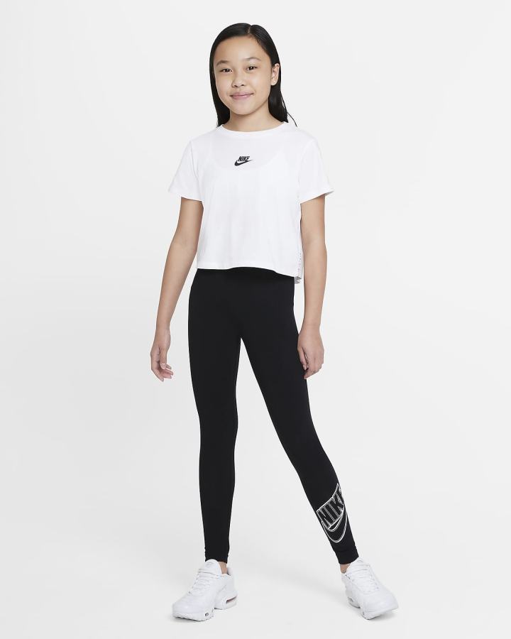 Leggins Nike Sportswear Favorites Kids Estampadas Niña Negras Blancas | GEDQN-5762