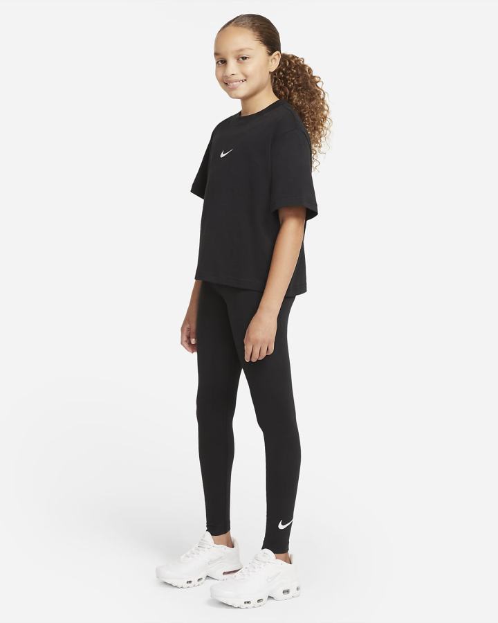 Leggins Nike Sportswear Favorites Kids Swoosh Niña Negras Blancas | DIGYX-1025