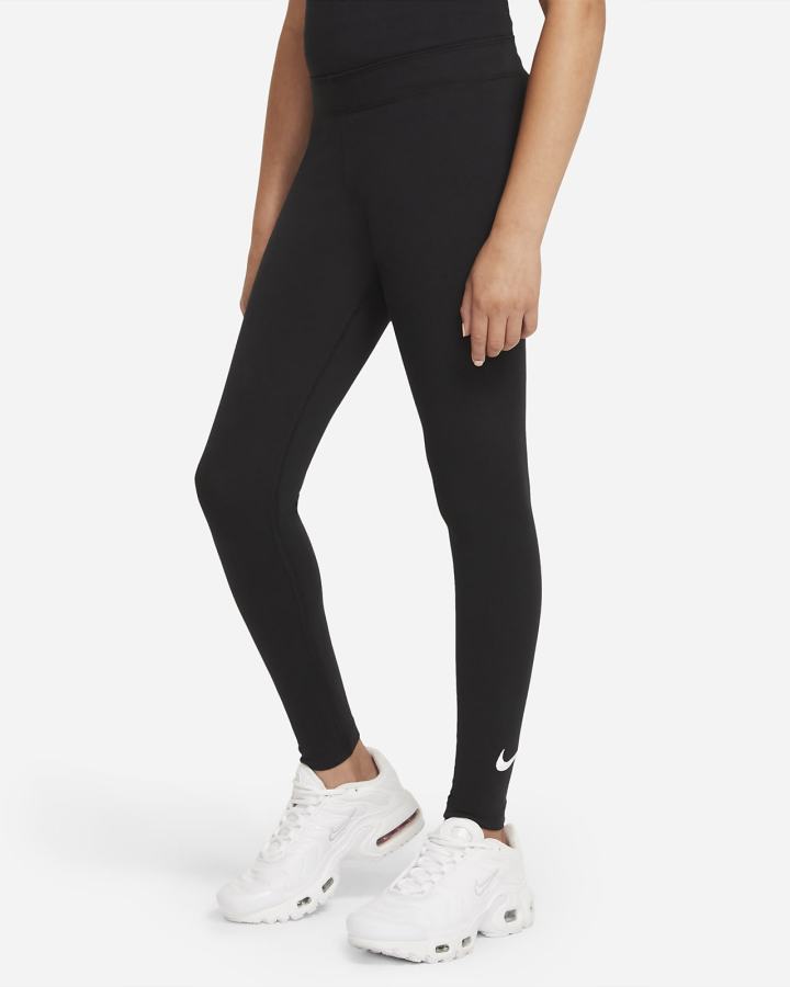 Leggins Nike Sportswear Favorites Kids Swoosh Niña Negras Blancas | DIGYX-1025