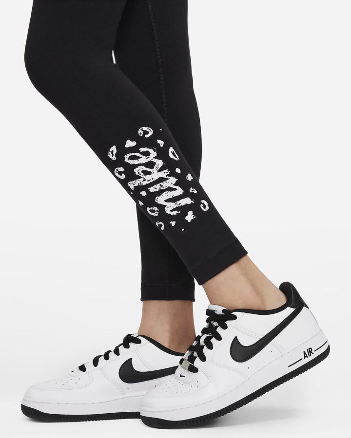 Leggins Nike Sportswear Icon Clash Essential Kids Mid-Rise Niña Negras Blancas | ARJCY-5091