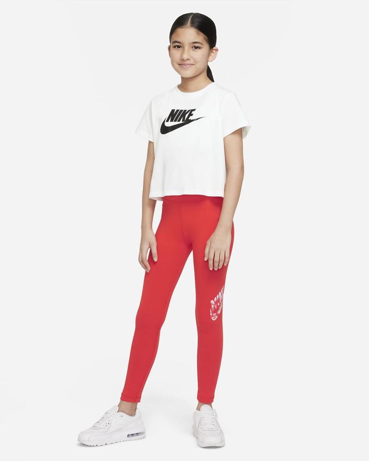 Leggins Nike Sportswear Older Kids High-Waisted Niña Rojas Claro Blancas | PEHTX-4378