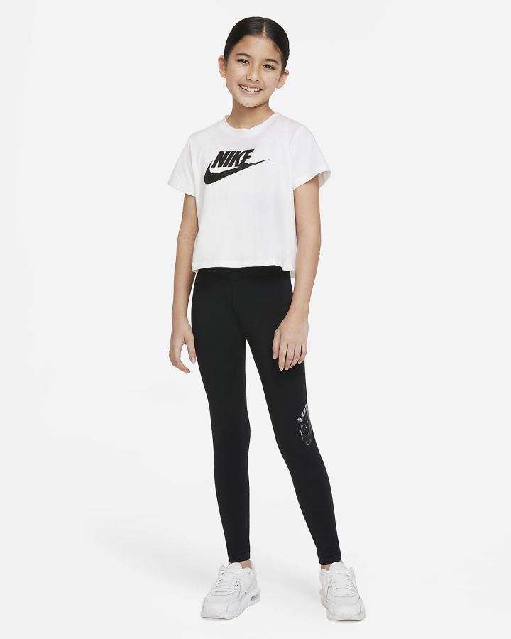 Leggins Nike Sportswear Older Kids High-Waisted Niña Negras Blancas | QUAIF-0843