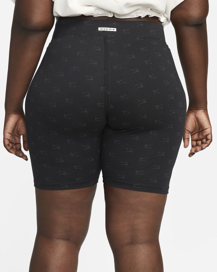 Pantalones Cortos Nike Air High-Waisted Bike (Plus Size) Mujer Negras Blancas | EJSIB-0961
