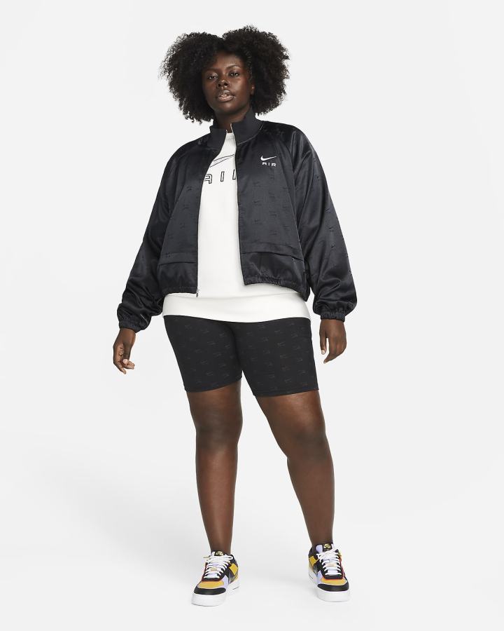 Pantalones Cortos Nike Air High-Waisted Bike (Plus Size) Mujer Negras Blancas | EJSIB-0961
