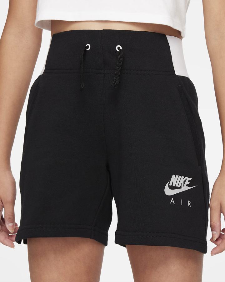 Pantalones Cortos Nike Air Kids French Terry Niña Negras Blancas Gris Claro | JYQHO-0152