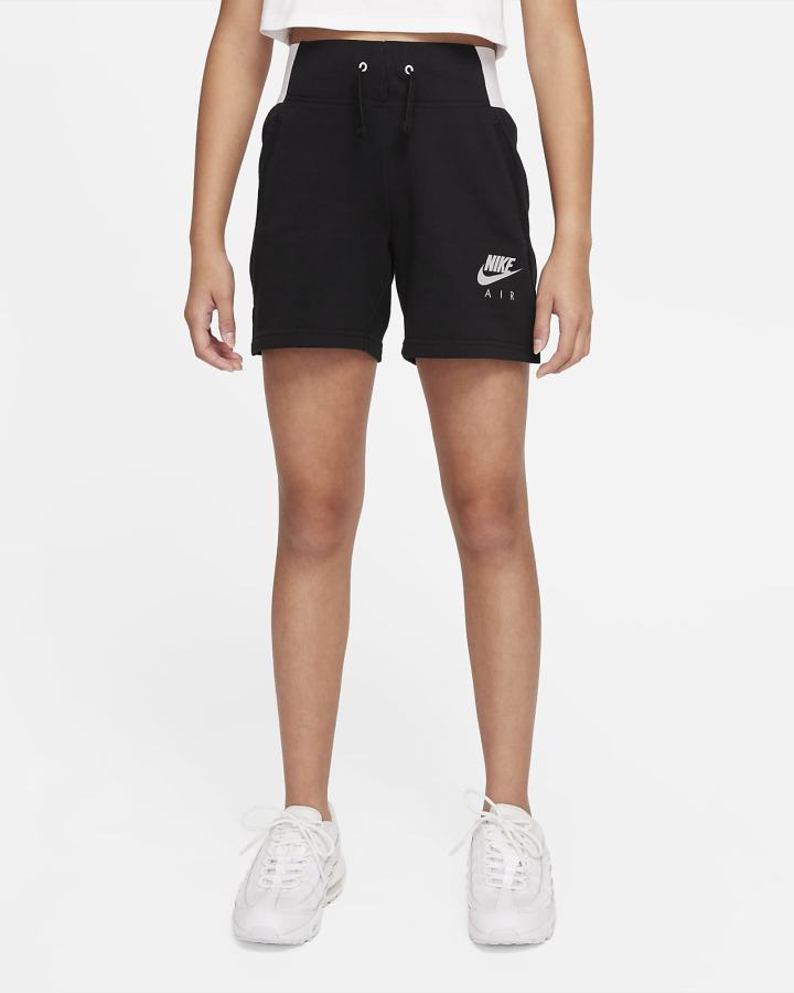Pantalones Cortos Nike Air Kids French Terry Niña Negras Blancas Gris Claro | JYQHO-0152