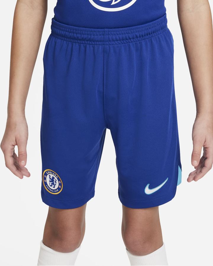 Pantalones Cortos Nike Chelsea FC 2022/23 Stadium Home/Away Kids Dri-FIT Soccer Niño Azules Blancas | HFAIM-8241