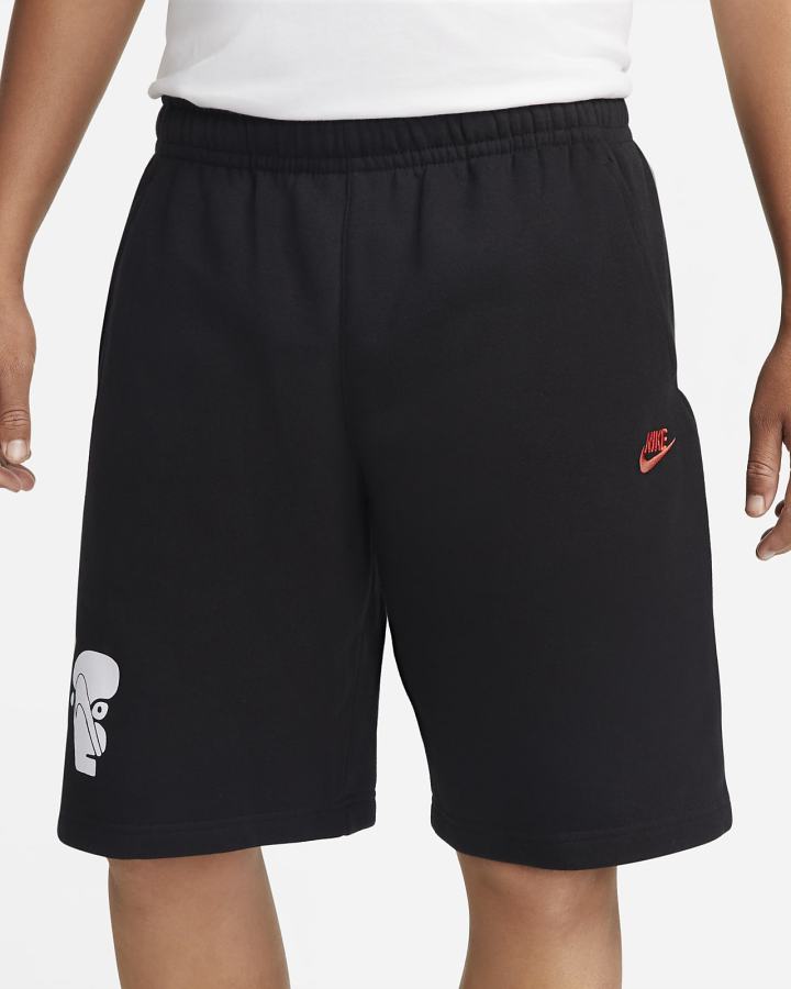Pantalones Cortos Nike Club Fleece Estampadas Hombre Negras Rojas Claro | SHGER-5314