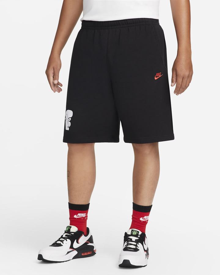 Pantalones Cortos Nike Club Fleece Estampadas Hombre Negras Rojas Claro | SHGER-5314