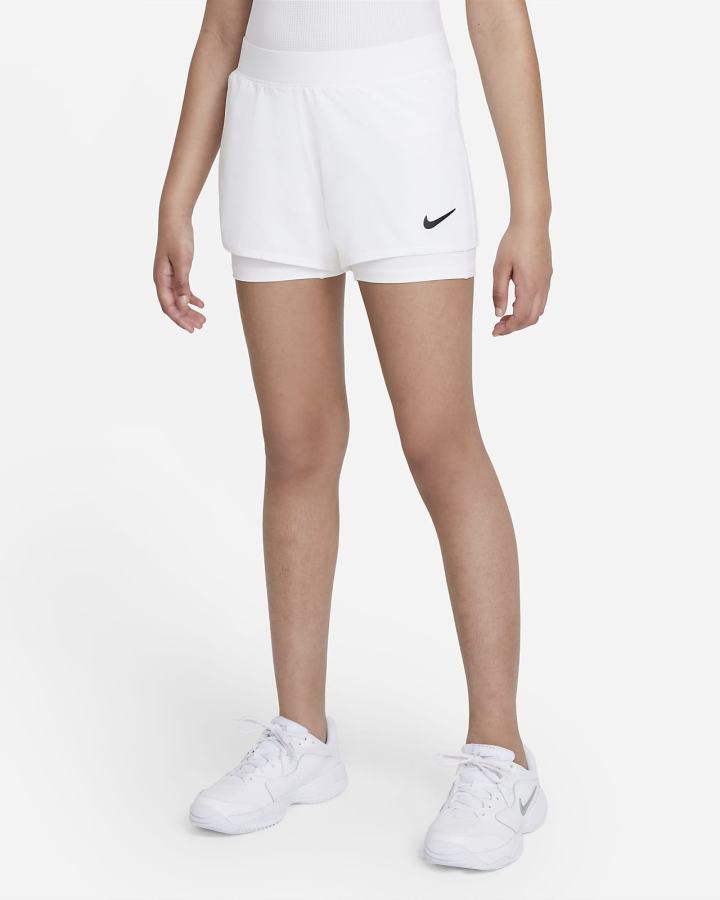 Pantalones Cortos Nike Court Dri-FIT Victory Kids Tennis Niña Blancas Negras | CZRKM-2847