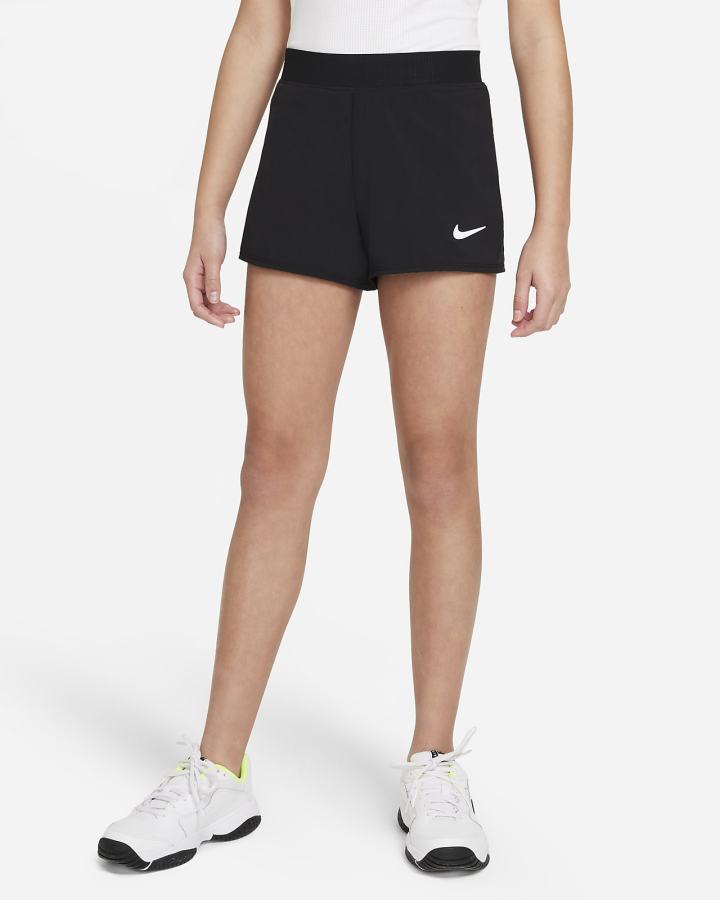 Pantalones Cortos Nike Court Dri-FIT Victory Kids Tennis Niña Negras Blancas | HOMZS-9135