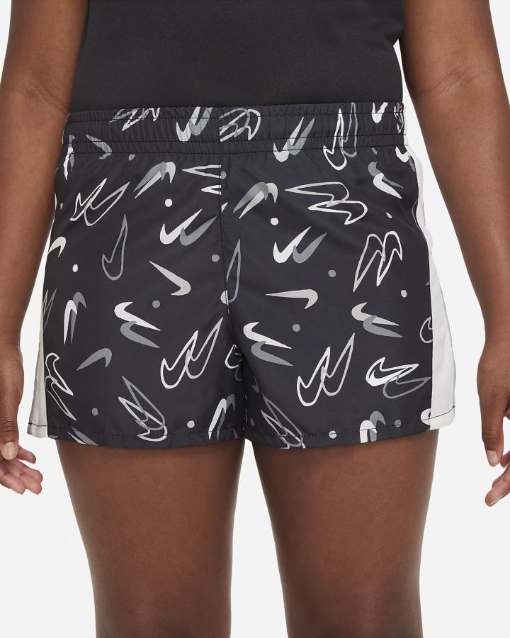 Pantalones Cortos Nike Dri-FIT 10K2 Kids Running Niña Negras Blancas Gris Claro | JTKOC-3845