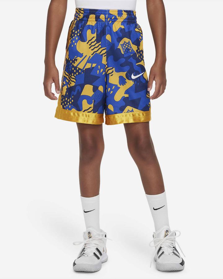 Pantalones Cortos Nike Dri-FIT Elite Kids Basketball (Extended Size) Niño Azul Real Amarillo Blancas | DGSZF-4731